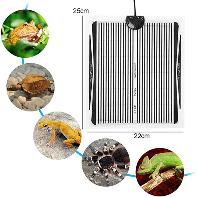 CRAWLMIRACLE 15W Reptile Heating Pad with Temperature Control Reptile Pet Under Tank Warmer Pad Terrarium Heat Mat for Bearded D