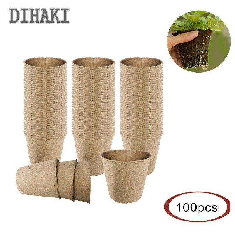 100Pcs 6x6cm Pulp Seedling Cup Biodegradable Pulp Pots Plants Seedling Vegetable Seed Nursery Cup Garden Supplies Eco-Friendly