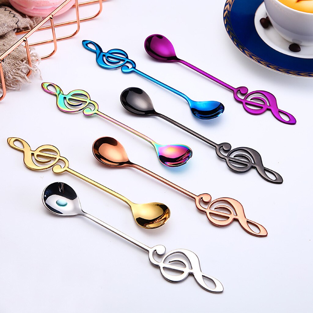 Colorful Spoon Handle Spoons Flatware Ice Cream Drinking Tools Kitchen Gadget Flatware Coffee Drinking Tools Colorful Spoon