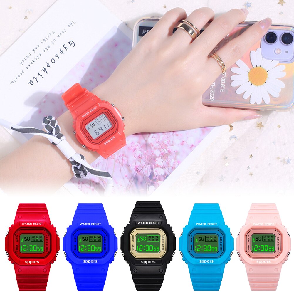 Reloj cuadrado informal para hombre y mujer, relojes deportivos digitales coloridos, para enamorados, Reloj de pulsera para niño y mujer