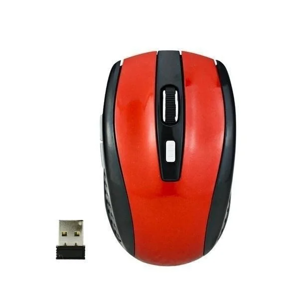 Portable 2.4G Wireless Mouse Optical 6 Buttons 1200DPI Mice For Computer PC Laptop Game Mouse: Red