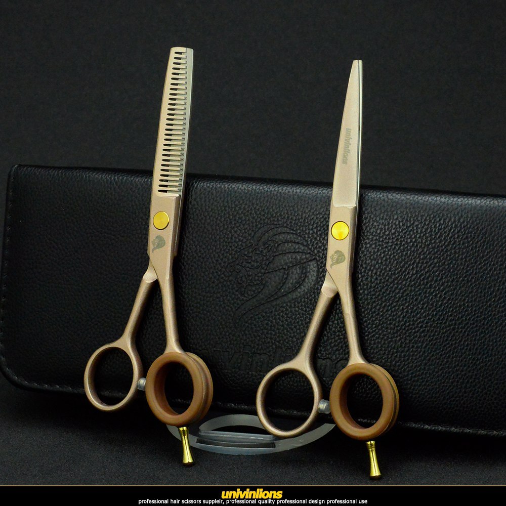 univinlions 5.5" rose gold hairdresser scissors barber hairdressing scissors haircut shears thinning hair golden scissors razor