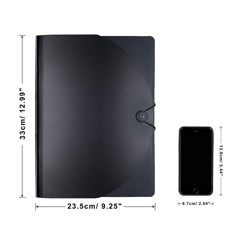 NEUE-Ausbau Datei Ordner A4 Brief Größe Portable Document Halter mit 12 Taschen Schwarz Einreichung Ordner Schreibtisch Lagerung Akkordeon fi