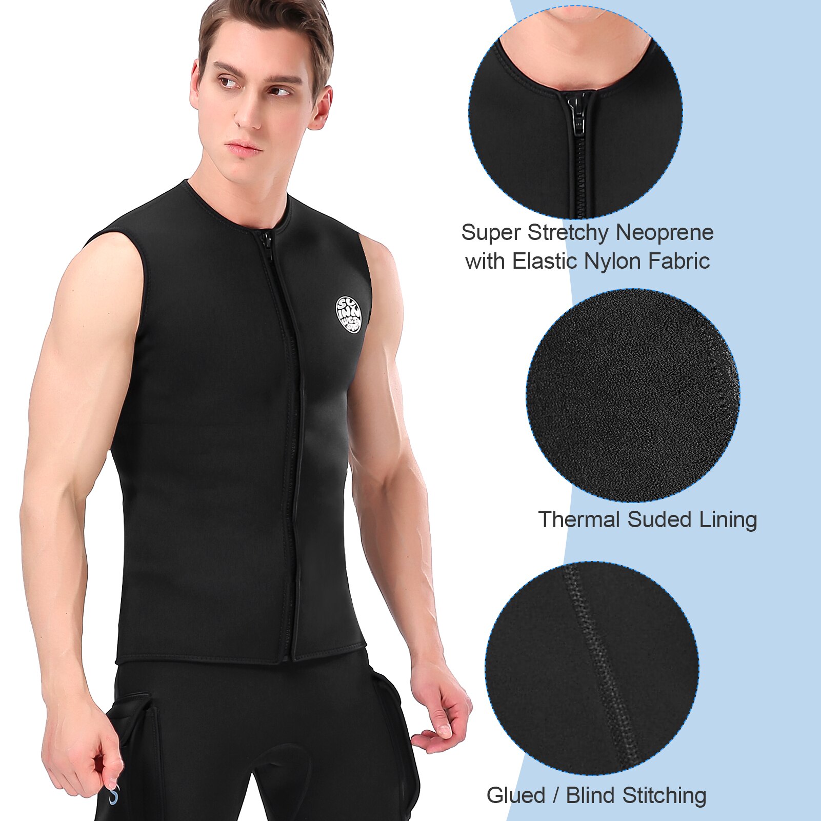 3Mm Neopreen Wetsuit Top Vest Jas Mannen Vrouwen Unisex Thermische Warm Mouwloos Vest Voor Duiken Surfen Zwemmen Zeilen