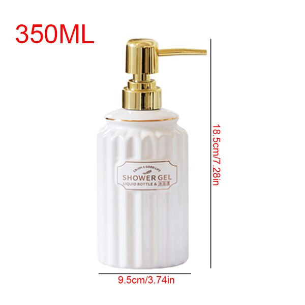 Ceramic Soap Dispenser Bottle White Large-capacity Shower Gel Shampoo Press Bottle Fillable Bathroom Empty Bottle: shower gel white