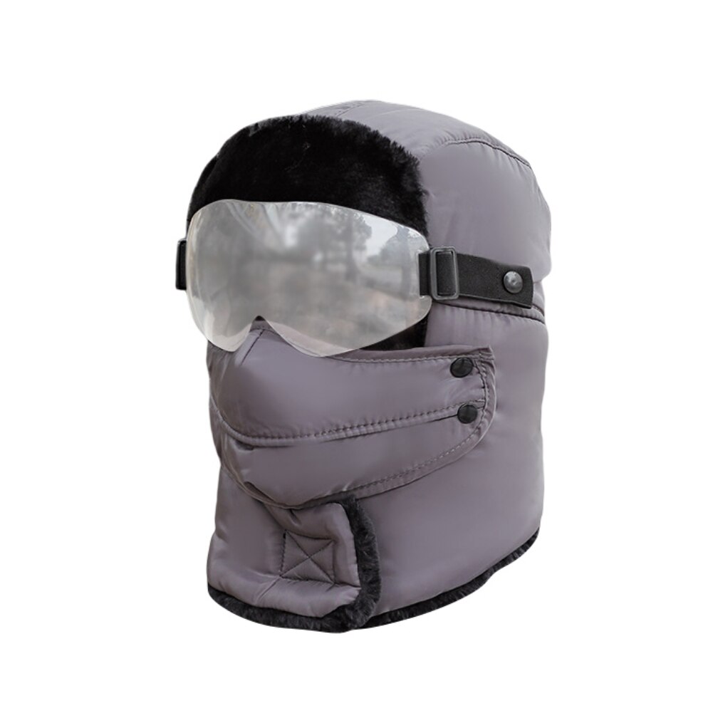 Winter Skiing Warm Hat Outdoor Winter Hiking Cycling Ski Hats Men Women Skiing Waterproof Hood Hat With Glasses Cap Balaclava: O