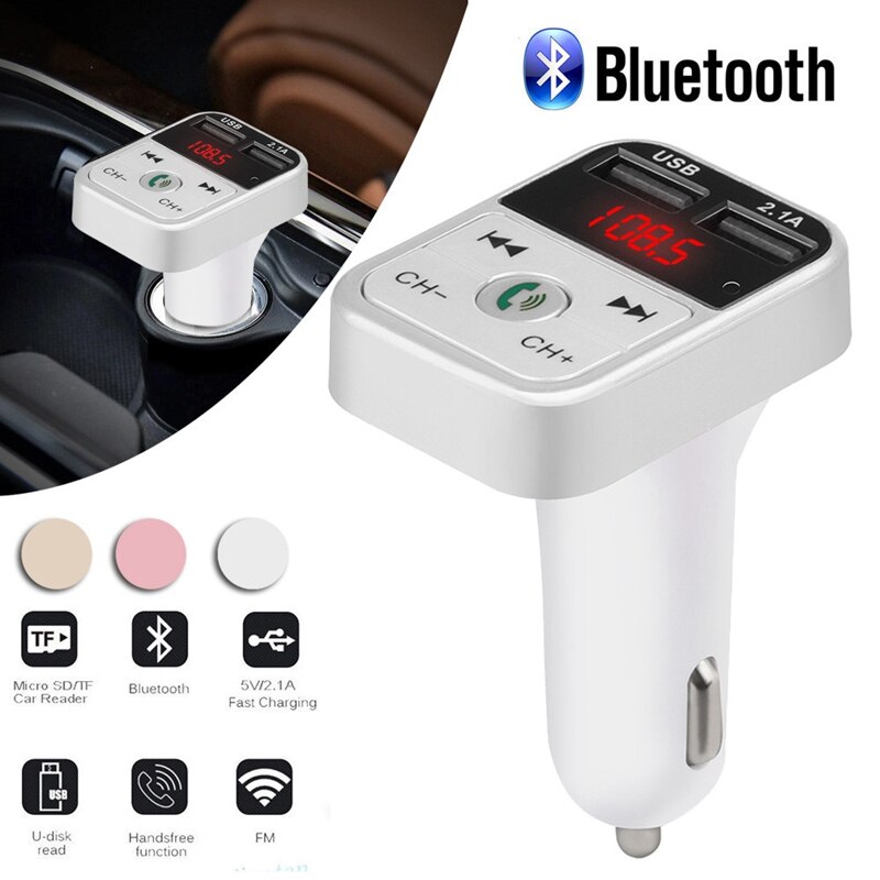 Bluetooth inalámbrico Fm cargadores de coche transmisor Led Mp3 reproductor cargador 2 Usb Kit manos libres de coche accesorios de coche