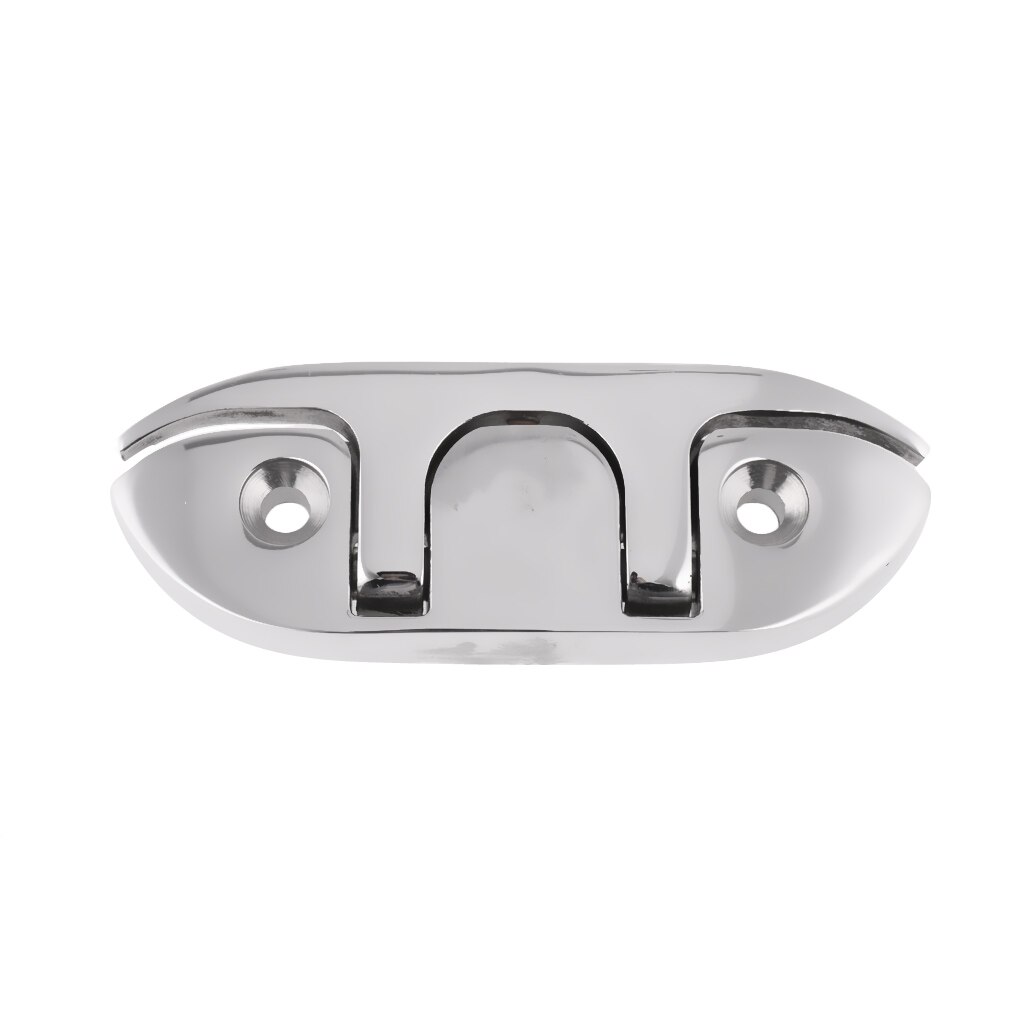 Folding Cleat Mount Mooring Deck Cleat Dock Anchor Clamp Polished 316 Marine Stainless Steel Boat Hardware - 4-1/2inch