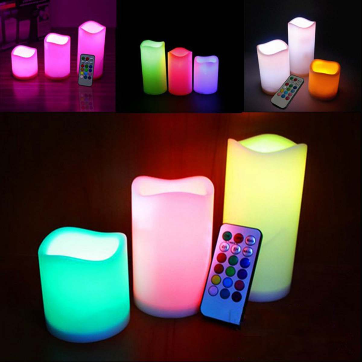 3Pcs LED Wax Candles Realistic Flickering Flames With Timer Function For Year Wedding Halloween Christmas Valentine's Day