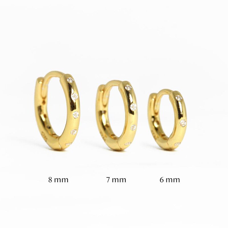 ROXI Small Geometry Crystals Hoop Earrings for Women Men Jewelry Round Earring Cartilage 925 Sterling Silver Pendientes: gold / 6mm