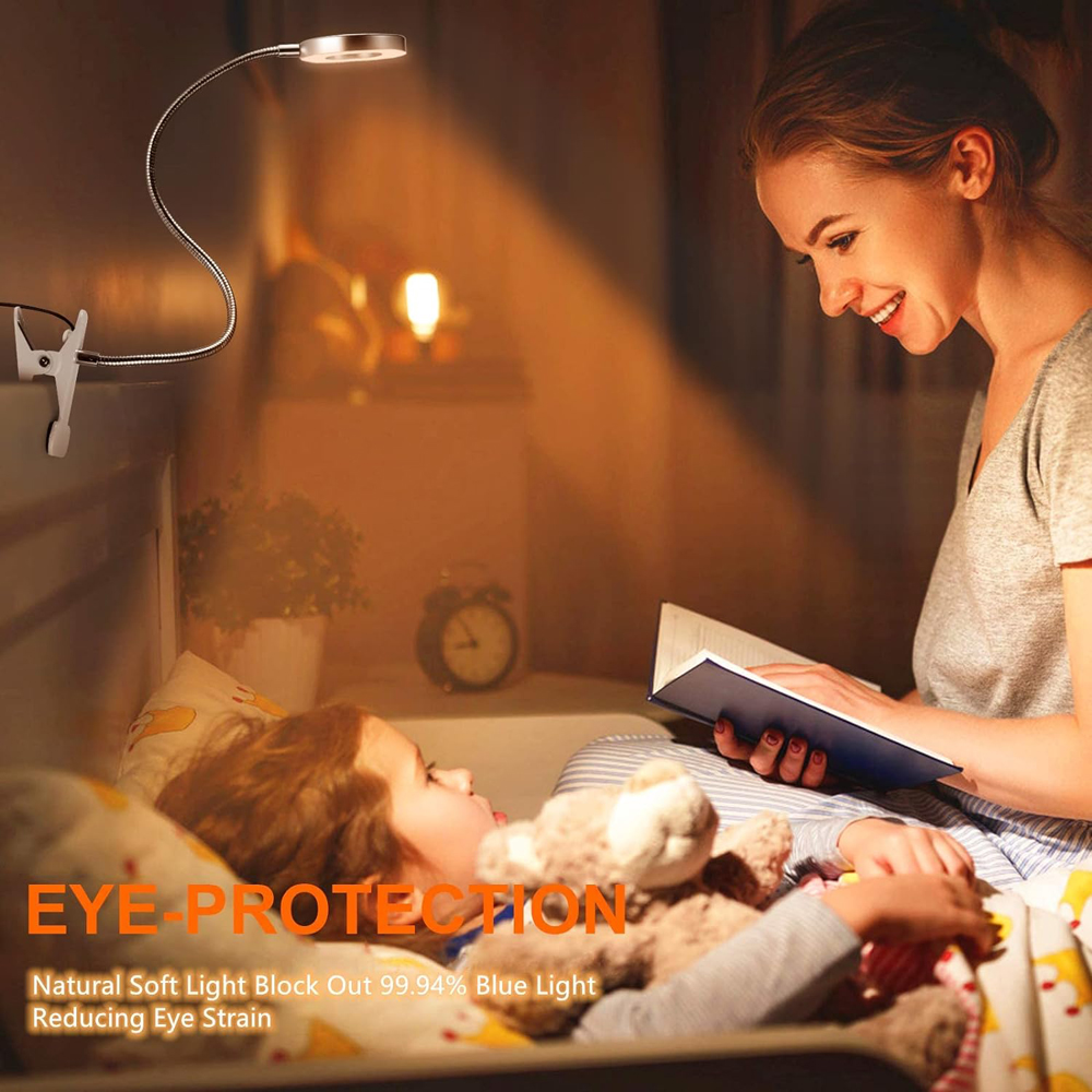 LED-leeslampen 360° ° Flexibele zwanenhals dimbare tafellamp clip op binnenslaapkamer oogbescherming bureaulamp boekklemlamp