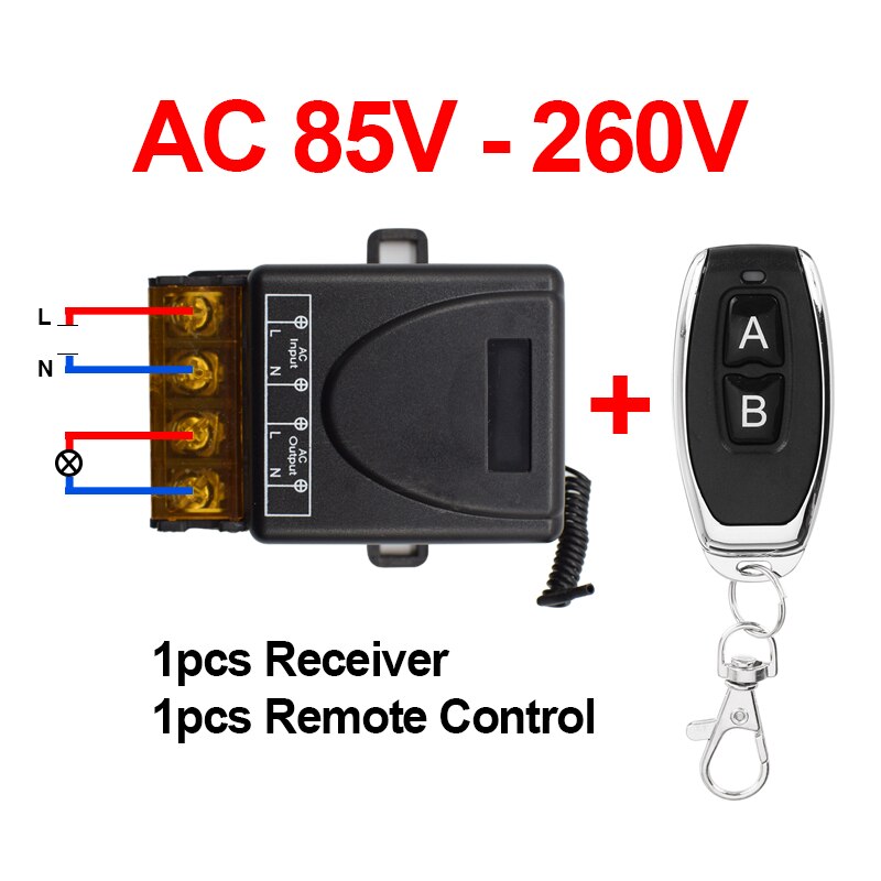 433MHz Wireless Radio Frequency Remote Control Switch 220V Relay High Power Load Receiver On/Off Transmitter Water Pump Switch: AC 85V-260V