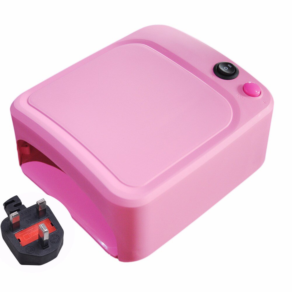 Lamppu kynsille geeli kynsien kuivausrumpu 36w uv lamppu 110v-220v eu pistoke kynsilamppu kovettuva valo kynsien kuivausrumpu työkalut: Pink-uk-pistoke
