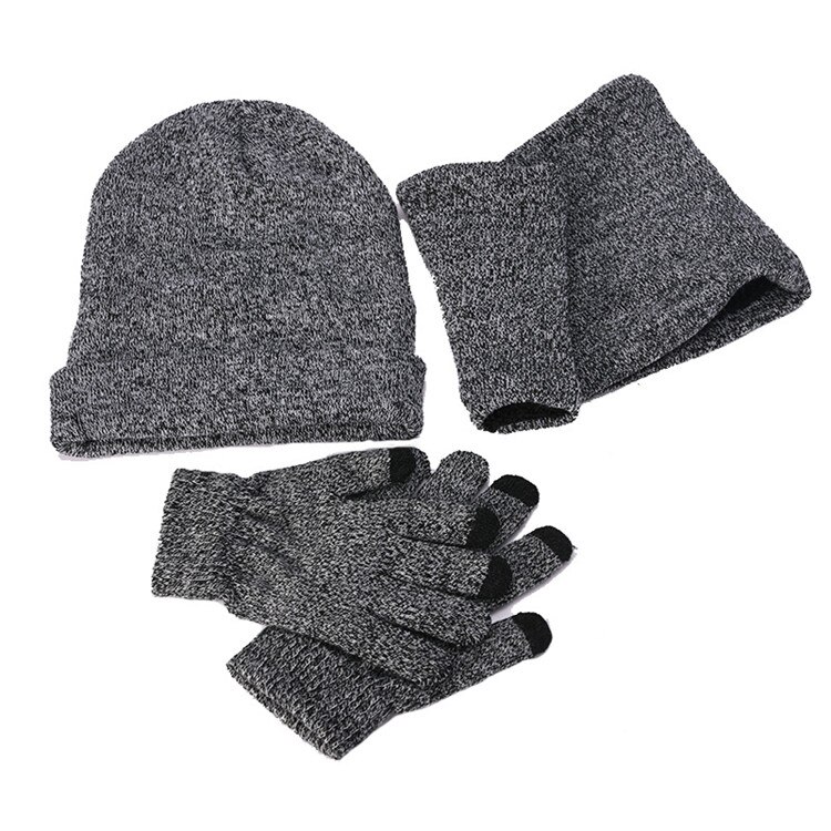 de punto para hombres gorro para exteriores más terciopelo mujeres sombrero bufanda guantes conjuntos Otoño Invierno hombres gorro bufanda guante mujeres sombreros gorras: ma grey