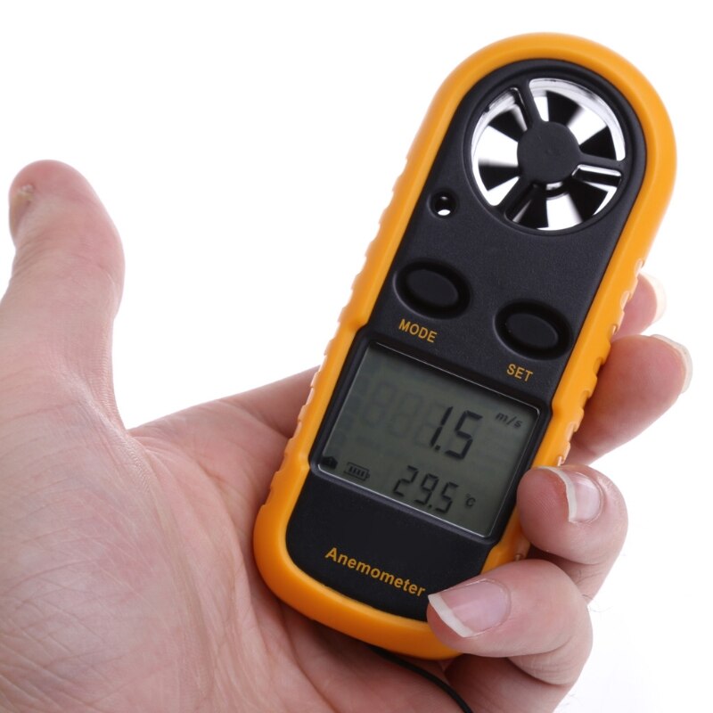 GM816 Mini Digitale Anemometer Windsnelheid Temperatuur Tester w/LCD Backlight