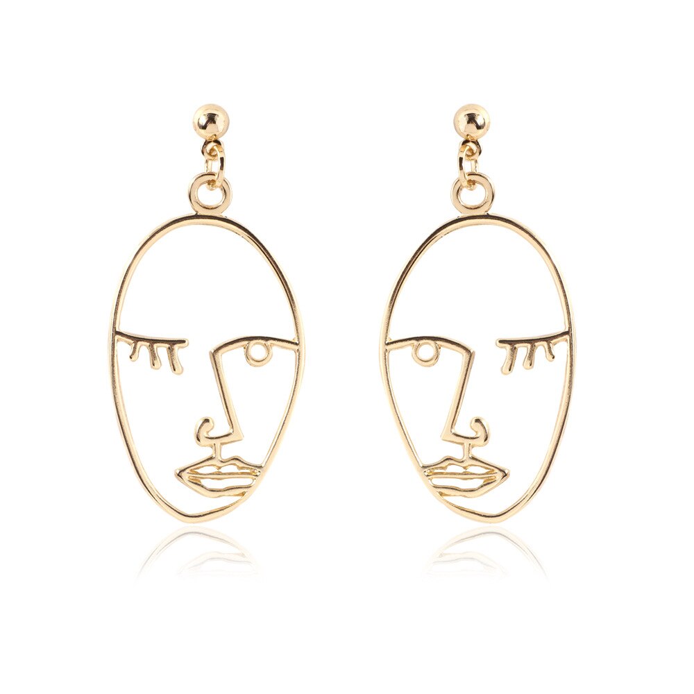 Punk Menselijk Gezicht Oorbellen Voor Vrouwen Retro Abstracte Hollow Out Verklaring Gouden Gezicht Dangle Earring Mode Vrouwelijke Sieraden: 3