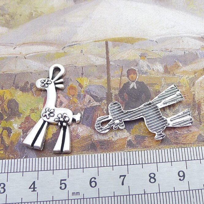 Bulk Charms For Jewelry Making Giraffe Charms Antique Silver Color 34x17mm 5 Pieces