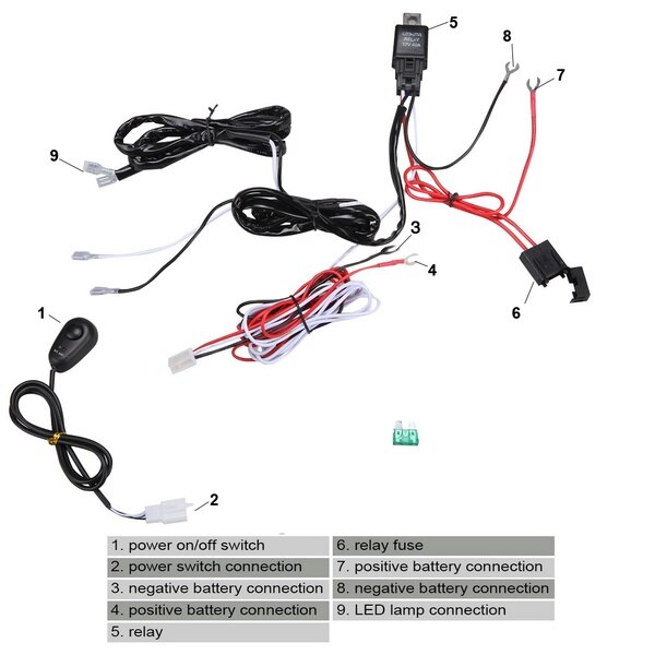 Wire Harness 2M 12v 24v 40A Harness Relay Loom Cable Kit Fuse for Autopilot Off-road Led Work Light Car LED Light Bar Wire