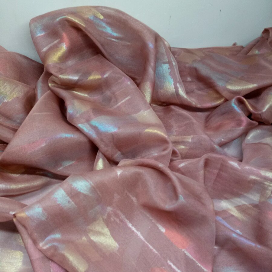 Dancing Stage Cosplay Dress Chiffon Fabric Bronzed Flowing Fabric Shiny Thin Fabric Bronzing Costume Fabric DIY 1M