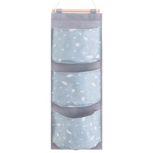 3 bolsillos Oxford tela colgante de pared de puerta diversos bolsa de almacenamiento armario de algodón Lino baño bolsa de almacenamiento organizador de juguetes cosméticos: Azul