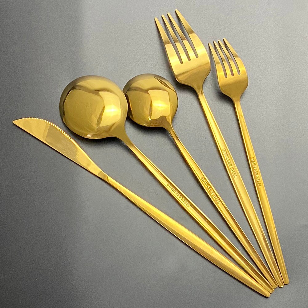 20 st färgglada bestick set guld bestick set dessert gaffel sked 304 rostfritt stål servis set glänsande kök servis set