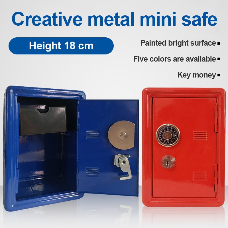 Home Safe Box Mini Metal Safe Piggy Bank Key Safe Desktop Decoration