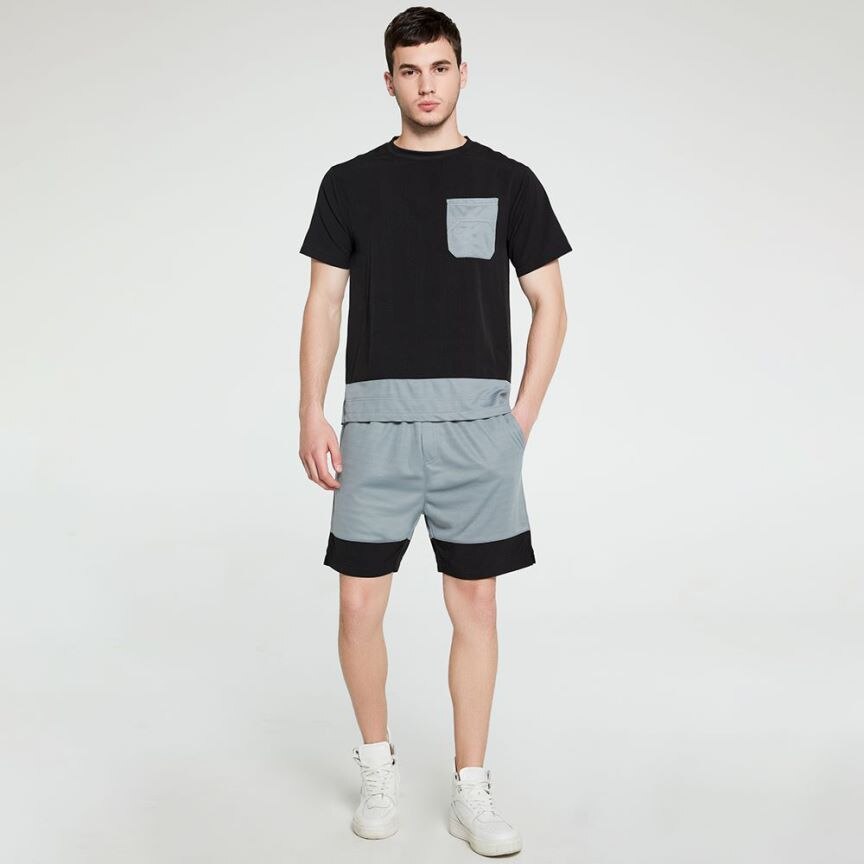Lente En Zomer Sport Pak Mannen Running Sets Kleur Leisure Grote Werven Niet Zelfs De Cap: BLACK / EUR XXL