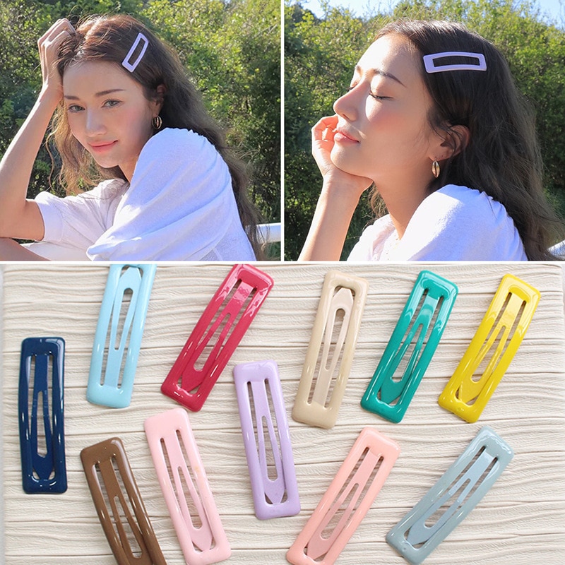 Korean F square Candy Color Hair Clips Geometric BB clip A word hairpin Bang clip for Women Children Girls Jewelry Accessories