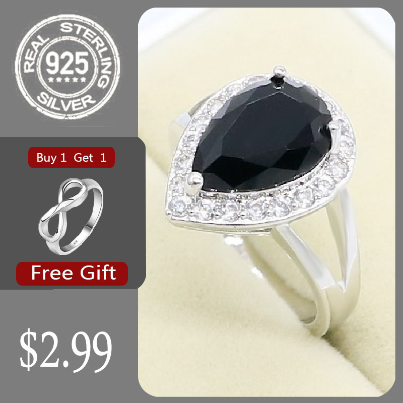 Water Black Topaz Green 925 Zilveren Ring Voor Vrouwen Bridal Sieraden Gratis