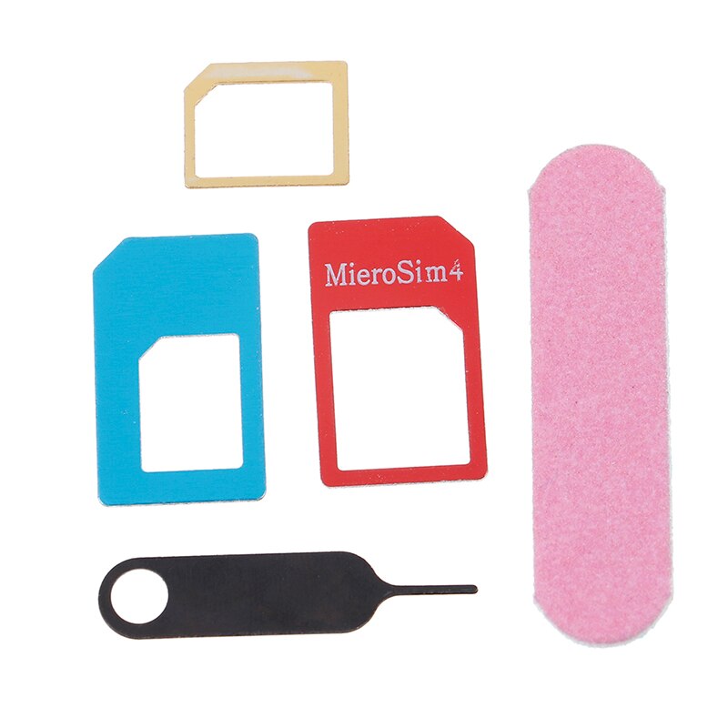 5in1 Micro Carte Sim Standard Kit Adaptateur Convertisseur Avec Ponceuse Plateau Ouvert Aiguille Pour iPhone 5S 7 Plus 6S xiaomi redmi 3s