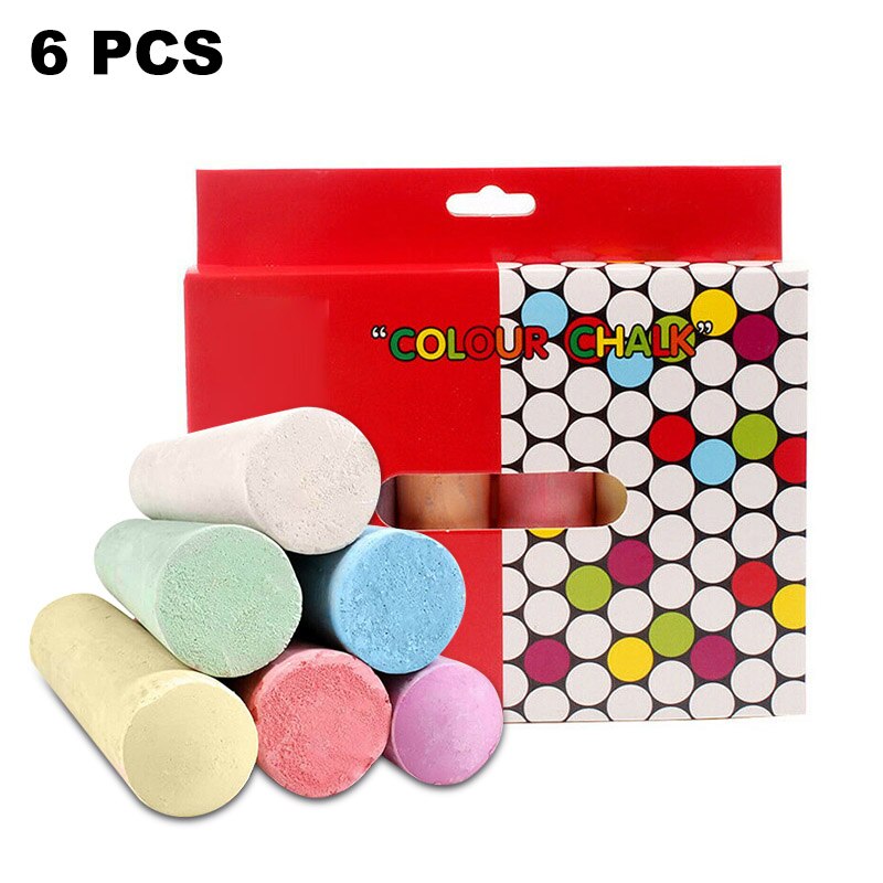 6/12pcs Mixed Colour Chalk Sticks Pack Water Soluble Kids Playground School Art Learning LHB99: 6 pcs