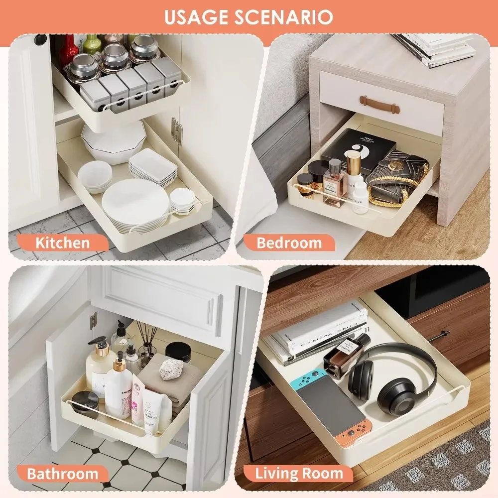 Kitchen Storage Rack Pull Out Dish Storage Rack Multifunctional Organizer Cabinets with Slide Rails Pull-Out Seasoning Shelf