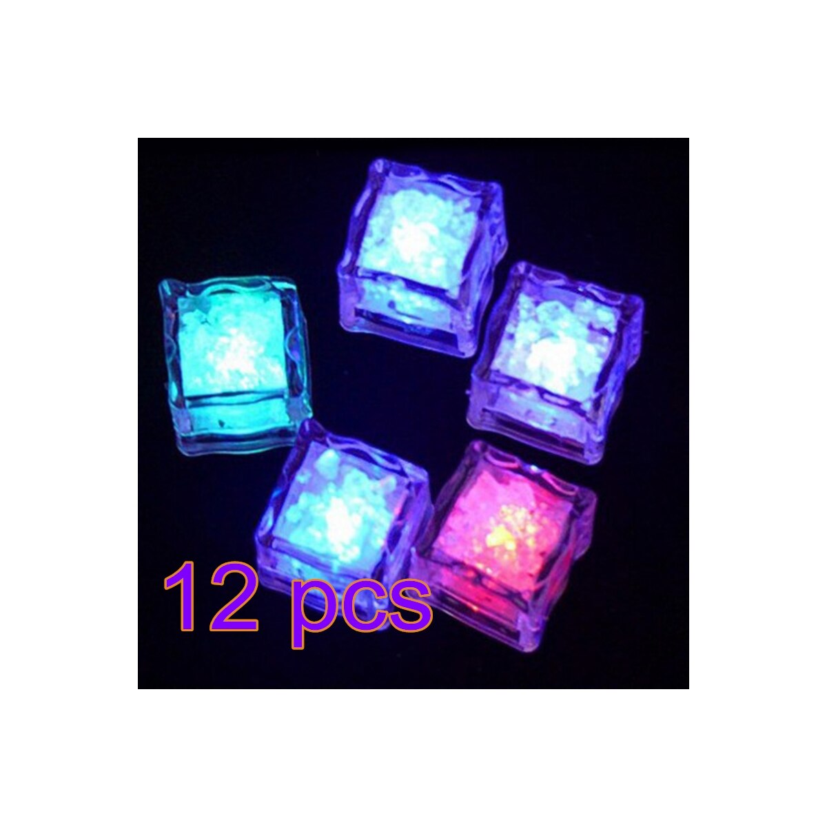 1/12Pcs Led Ijsblokjes Gloeiende Partij Bal Flitslicht Lichtgevende Neon Wedding Festival Kerst Bar Wijnglas decoratie Benodigdheden: 12pc color slowflash