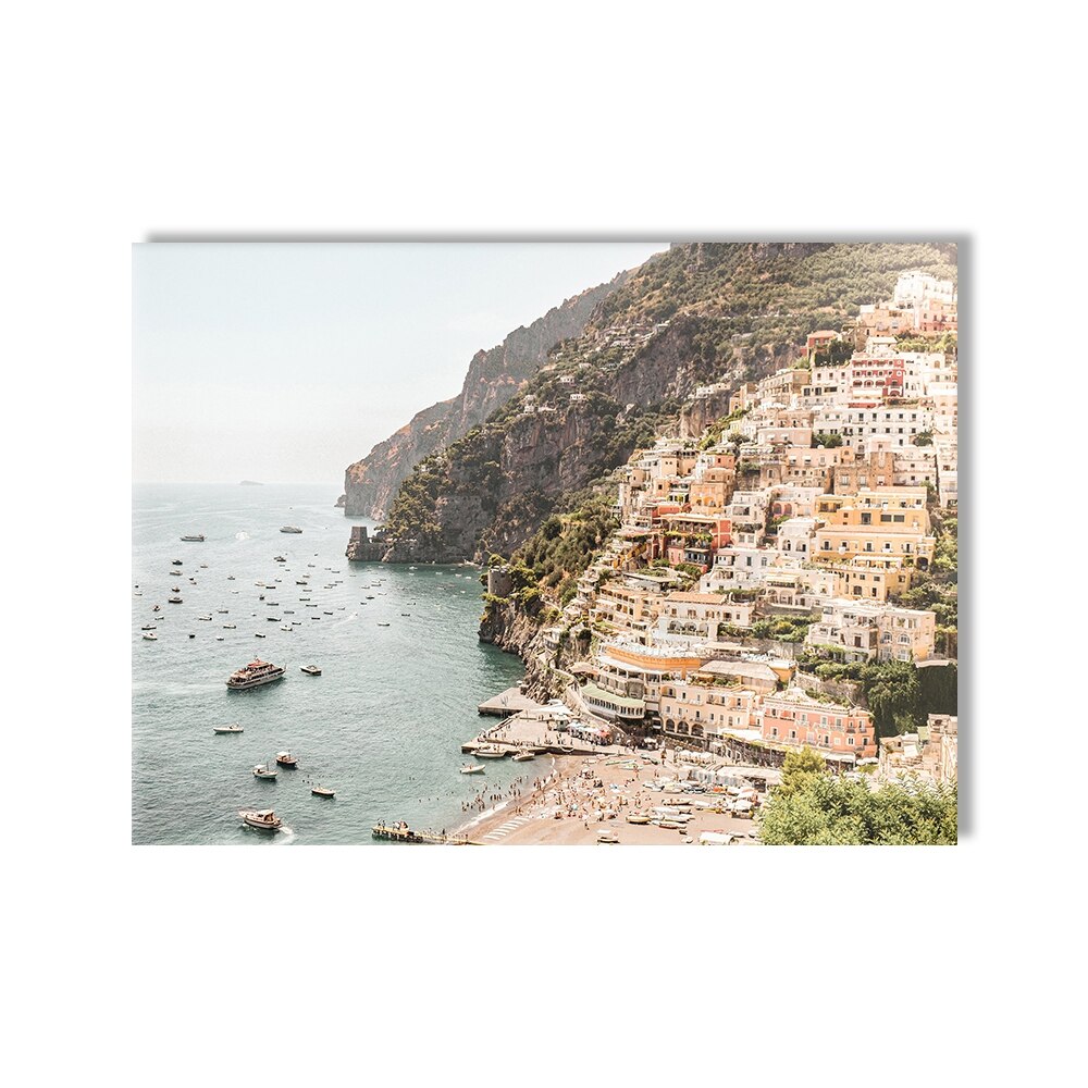 Italy City Canvas Poster Architecture Landscape Amalfi Coast Print Wall Art Painting Nordic Decorative Picture Modern Home Decor: 50x75cm No Frame
