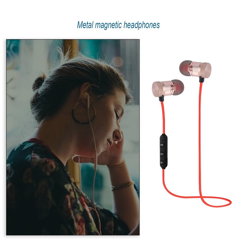 5.0 bluetooth øretelefoner sportshalsbånd magnetisk trådløst headset stereo øretelefoner musik metal hovedtelefoner med mikrofon til alle telefoner