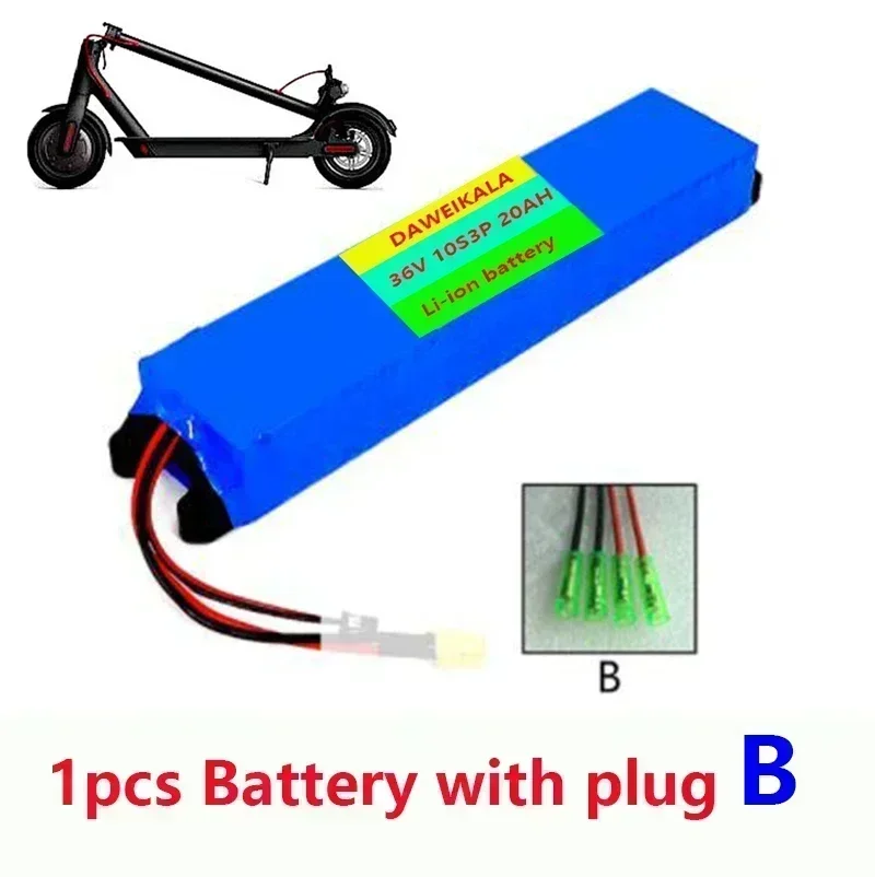 36V 20Ah 18650 batería de litio 10S3P 20000mah 800W mismo puerto 42V M365 potencia con BMS: Azul