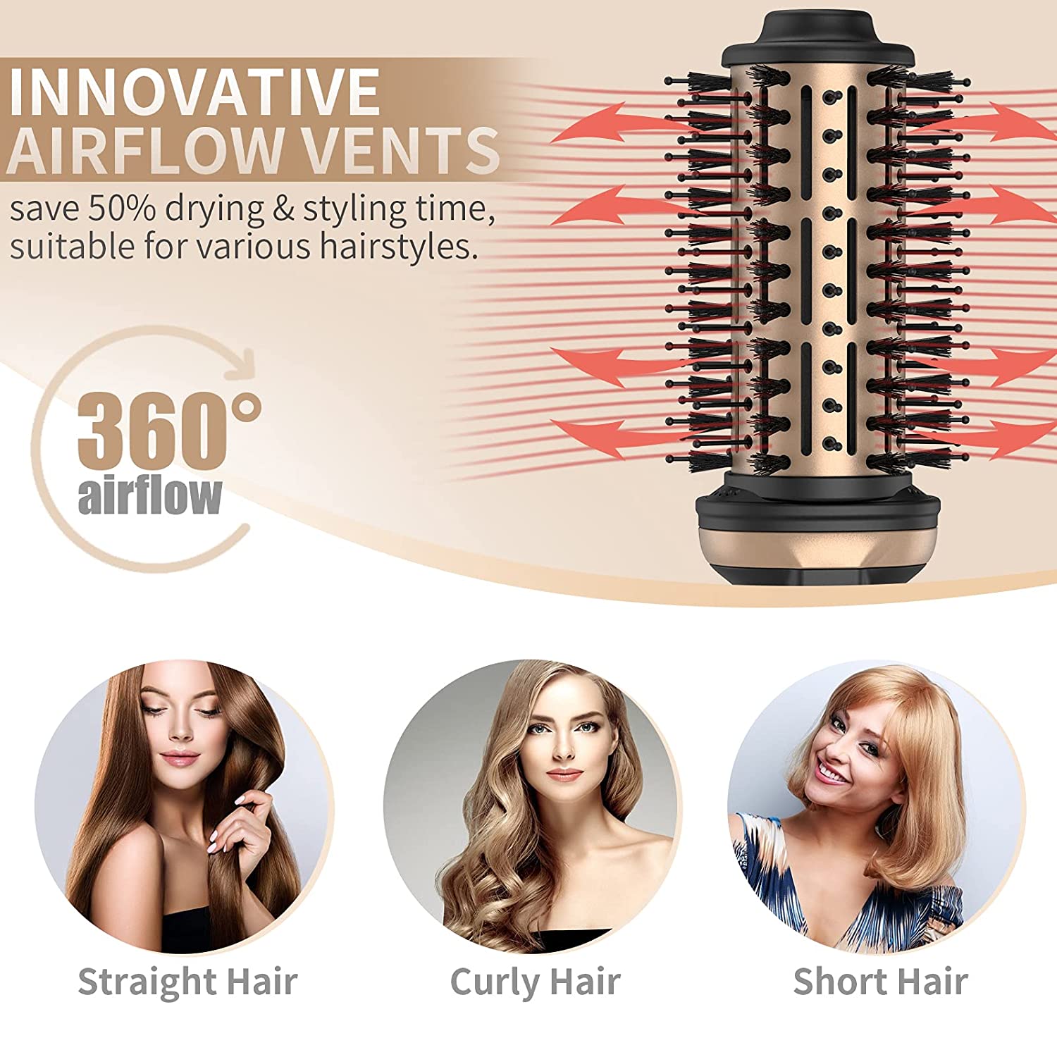 Hair Dryer Brush And Volumizer Hair Dryer Styler 4 in 1 Dryer Brush Anti-frizz Blowout Air Brush For Straightening &amp; Curling