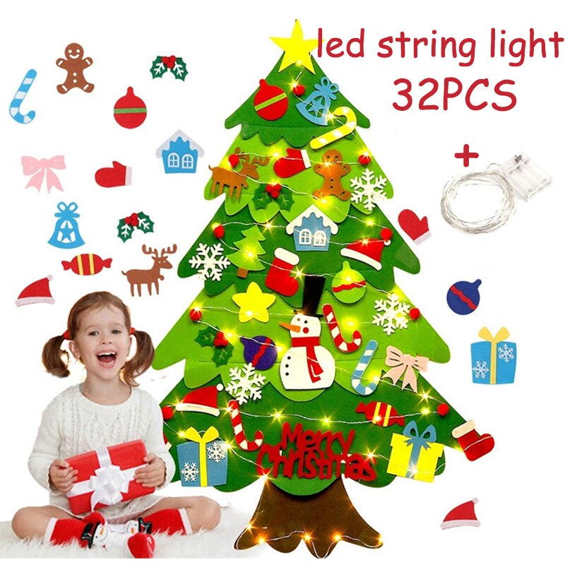 Artigianato fai-da-te LED albero di natale decorazioni di buon natale per la casa ornamento di natale regali di natale Navidad babbo natale capodanno: Z 32PCS With light