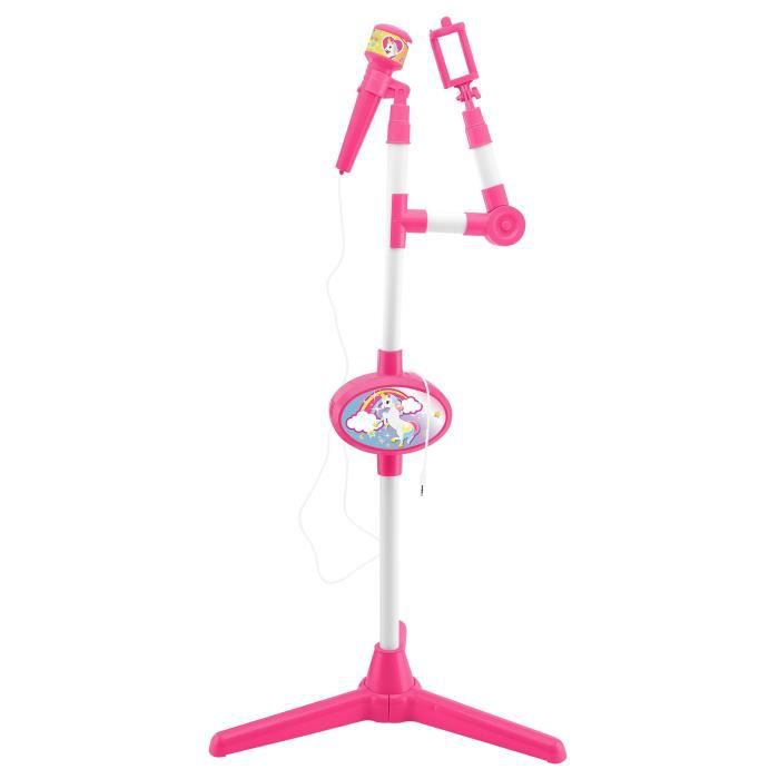 Micrófono unicornio con soporte de luz y altavoz
