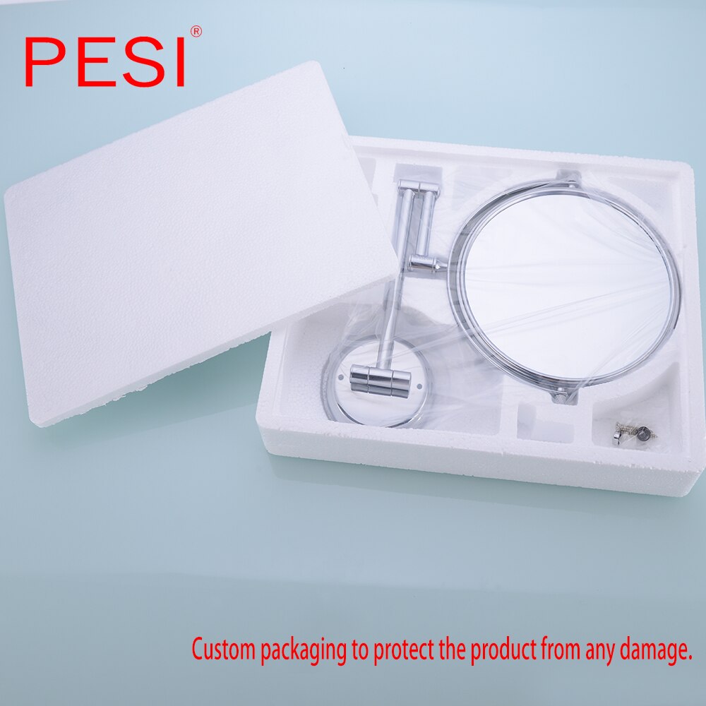 Brass Bath Mirror 1X/3X Magnification Wall Mounted Adjustable Makeup Mirror Dual Arm Extend 2-Face Bathroom Mirror, Chrome.