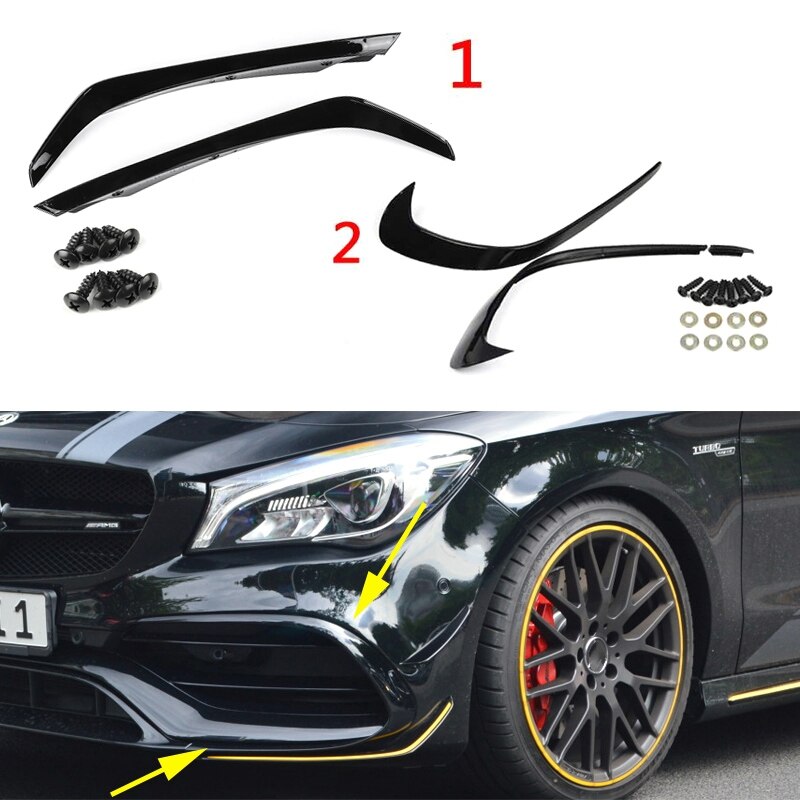 6PCS Front Bumper Under Splitter Spoiler Canards Air Knife for Benz a ...