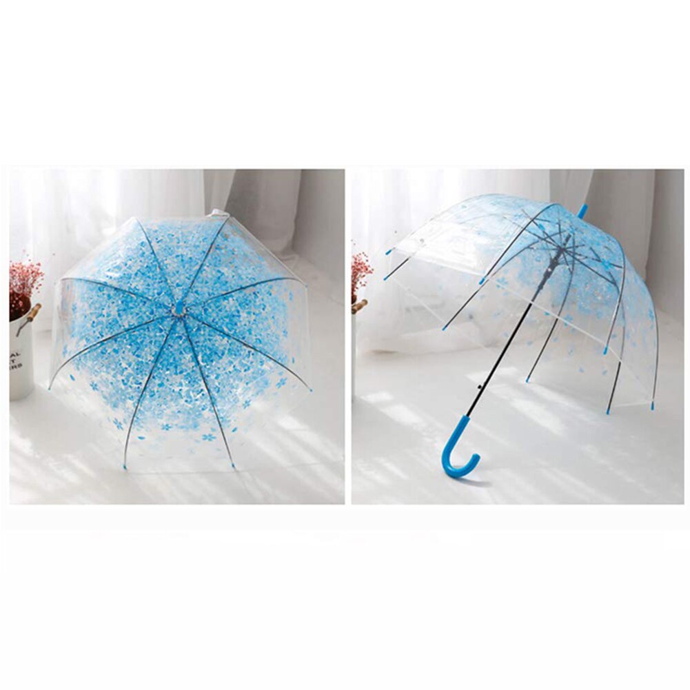 Transparent Cherry Blossoms Dome Shape Birdcage Windproof Stick Umbrella