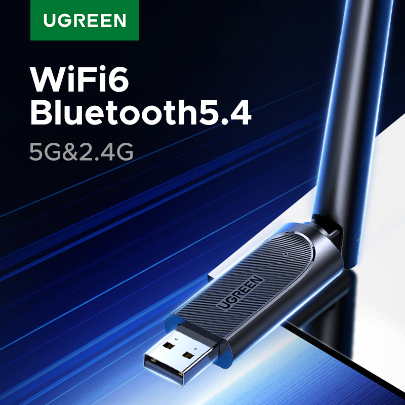 UGREEN USB Bluetooth 5.4 Adapter WiFi6 Adapter 2-in-1 5G&2.4G USB Dongle Adapter for Desktop PC Laptop Receiver USB Transmitter