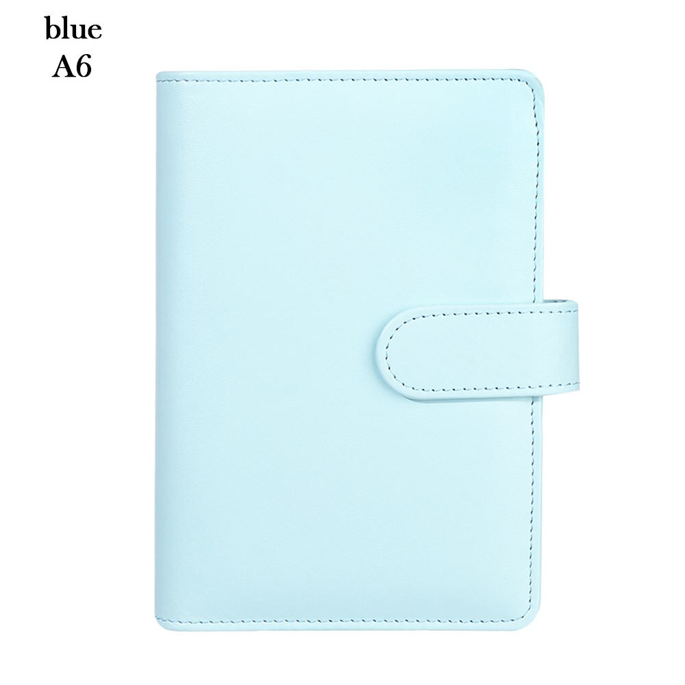 1Pc Vintage Refillable Notebook File Folder Notepad Cover PU Leather Ring Binder Artificial Loose Leaf Binder Office Supplies: A6 blue
