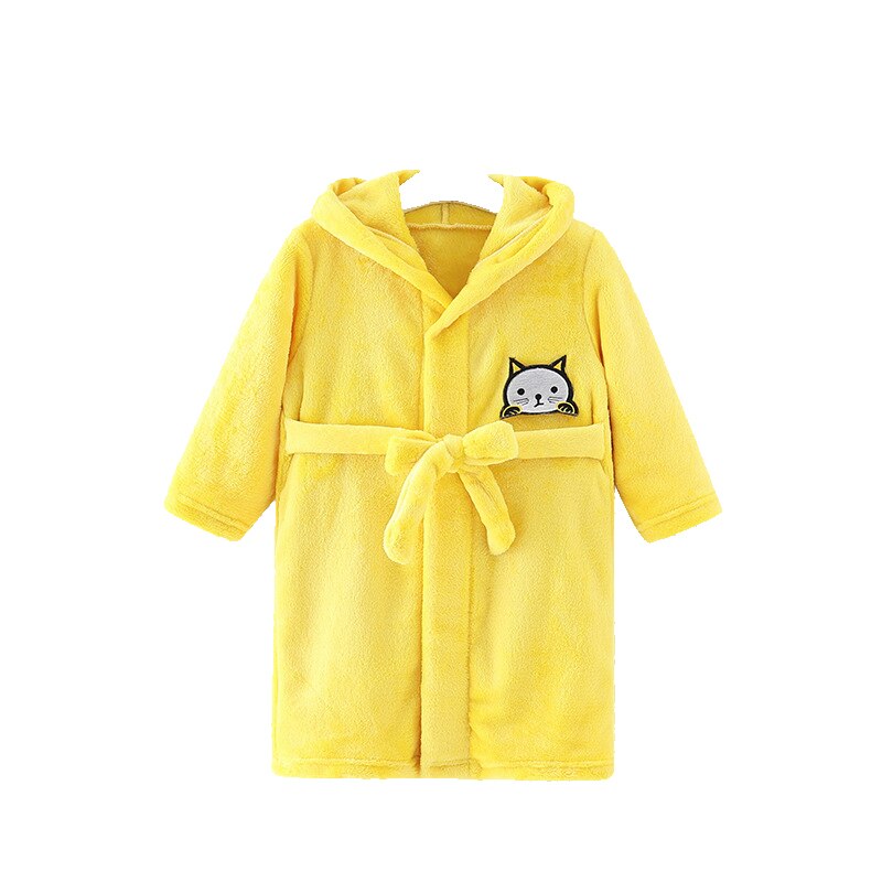 Albornoz de manga larga con capucha para niños y niñas, ropa de casa cómoda de franela Coral, albornoz de dibujos animados para Otoño e Invierno