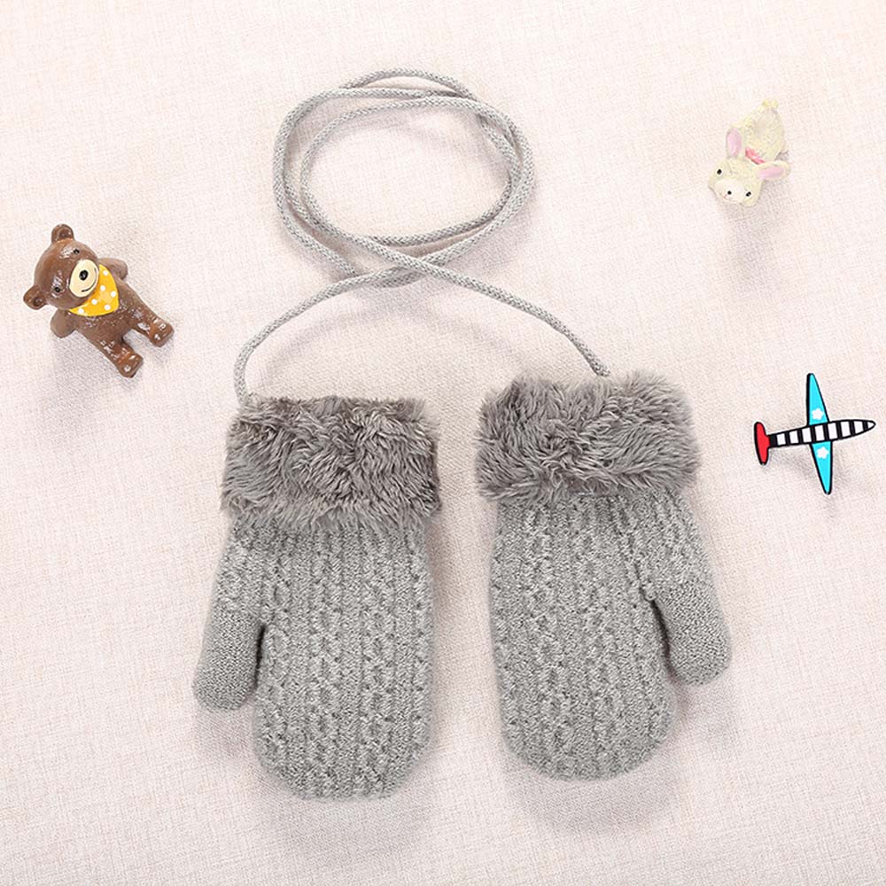 Caldo di inverno Del Bambino Guanti Per Bambini Lavorato A Maglia di Stirata Guanti Bambini Dei Ragazzi Delle Ragazze Guanti Guanti Pieni Della Barretta Guanto Lavorato A Maglia Guanti di Alta Qualità: light gray