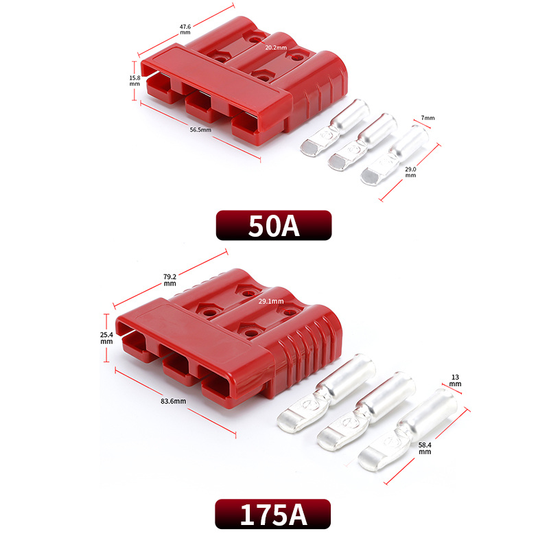 2 Pcs Connecteurs Alimentation Rapide 175A 600V Avec Broches - Prises Rouges Pour Treuil Et Appareils