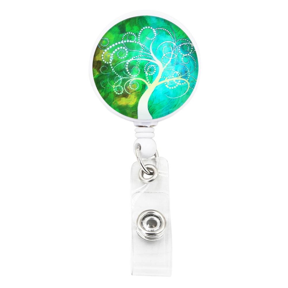 1PC ID Retractable Badge Holder with Alligator Clip Life Tree Retractable Cord ID Badge Reel 24 inch: K89