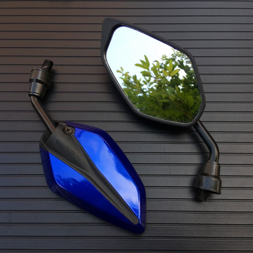 Universual Motorfiets Achteruitkijkspiegels Motorbike 360 Graden Rotatie Motorrijwiel Scooter Side Spiegels 10Mm: Blauw