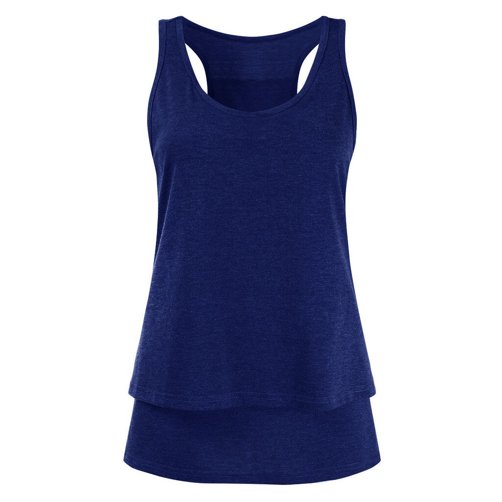 de Primavera abrigo Casual de lactancia doble capa cuello redondo cuello sin mangas top para amamantar lactancia ropa para mujeres embarazadas: BU / XL